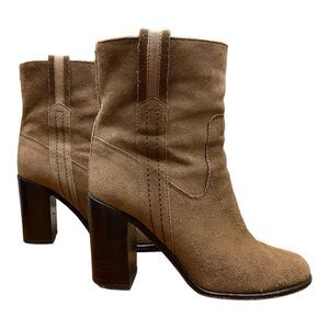 Kate Spade New York 'baise' bootie 6.5  Block Heel Suede Leather Tobacco Brown